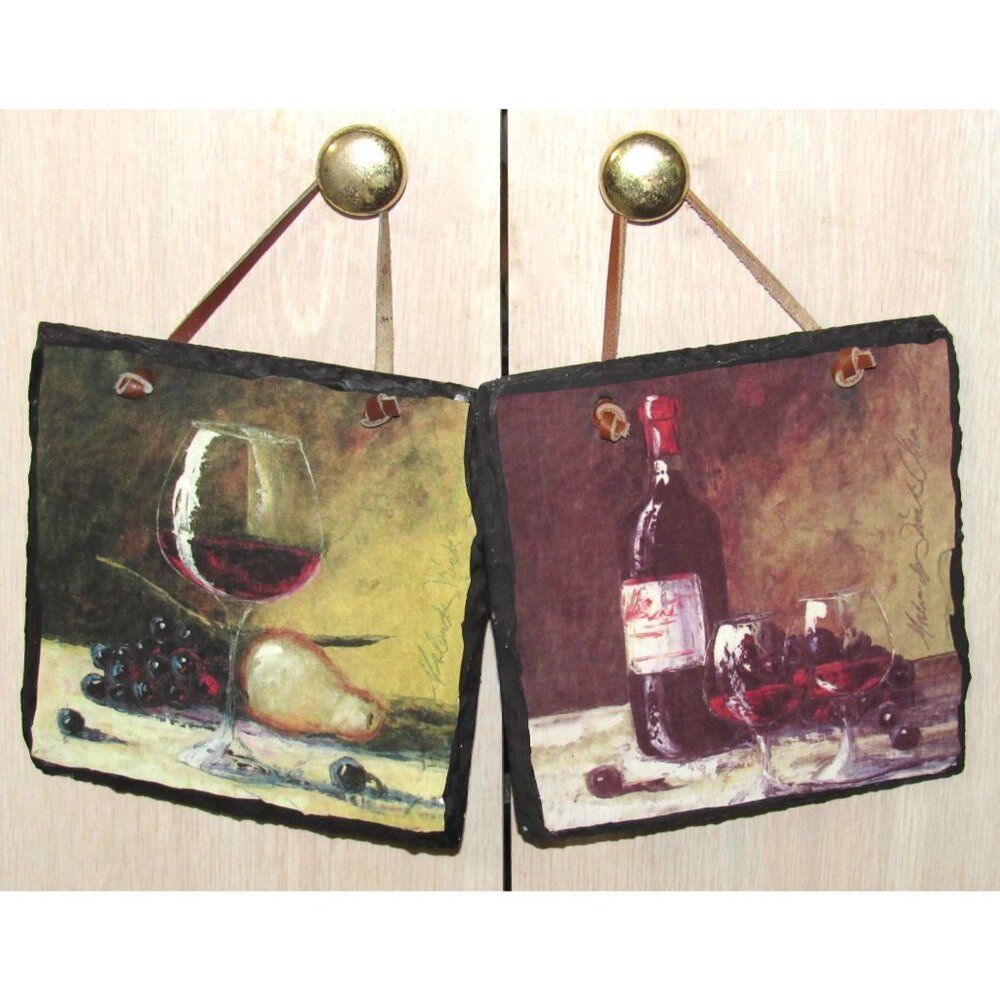 Wine-Themed Slate Wall Art Mediterranean Reflections Set By Evergreen Enterprise